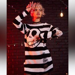 Jack Black and White Striped Skull Sweater Dress